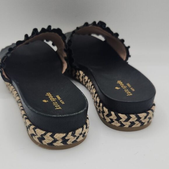 Kate Spade New York Women's Zahara Black Leather Ruffle Slide Sandal - Picture 6 of 10